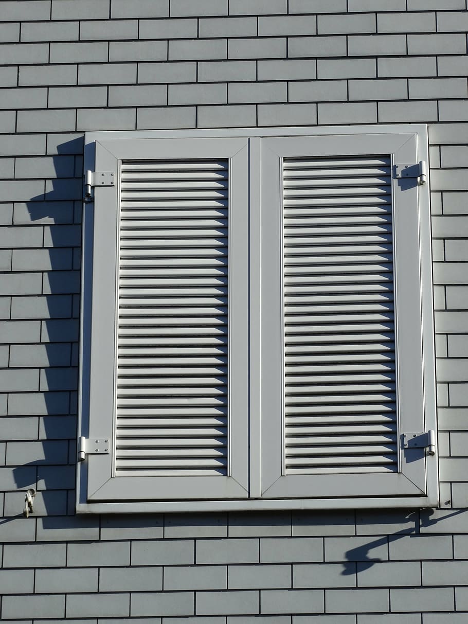 shutters, window, closed, house facade, wall structure, window protection HD wallpaper