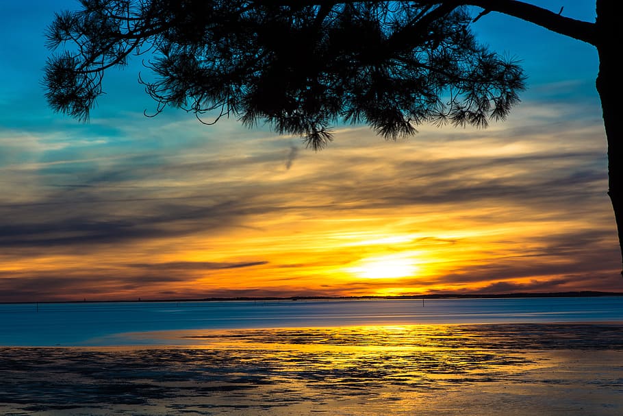 Arcachon, Basin, Sunset, Audenge, arcachon basin, sea, scenics HD wallpaper