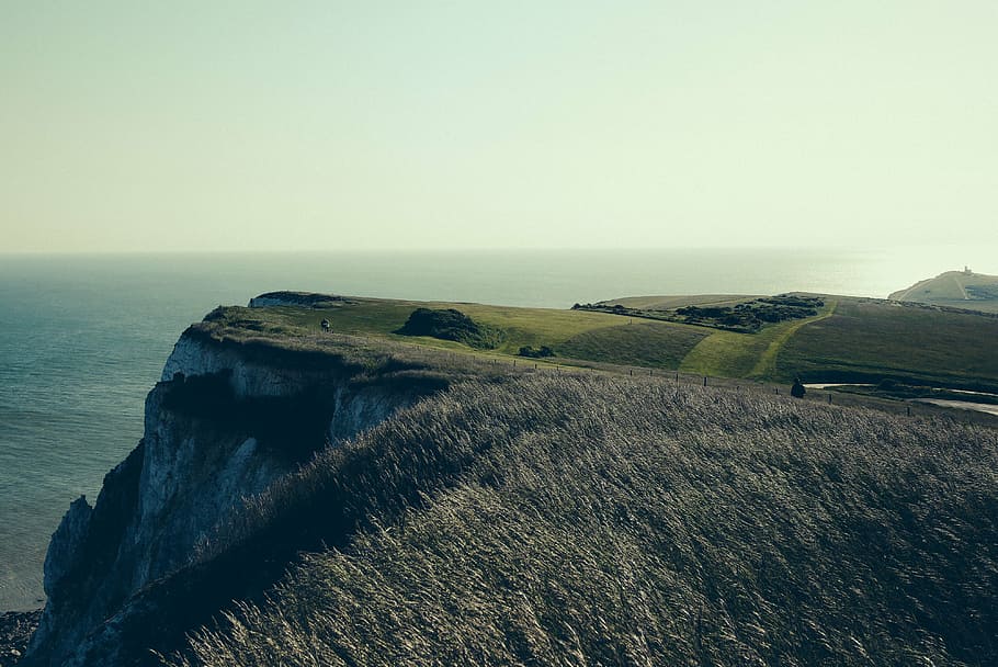 cliff, coast, mountain, nature, rock, sea, landscape, hill HD wallpaper