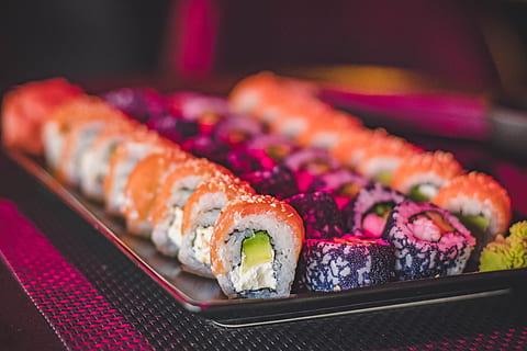Sushi Rolls, avocado, cuisine, delicious, dinner, dish, epicure HD wallpaper