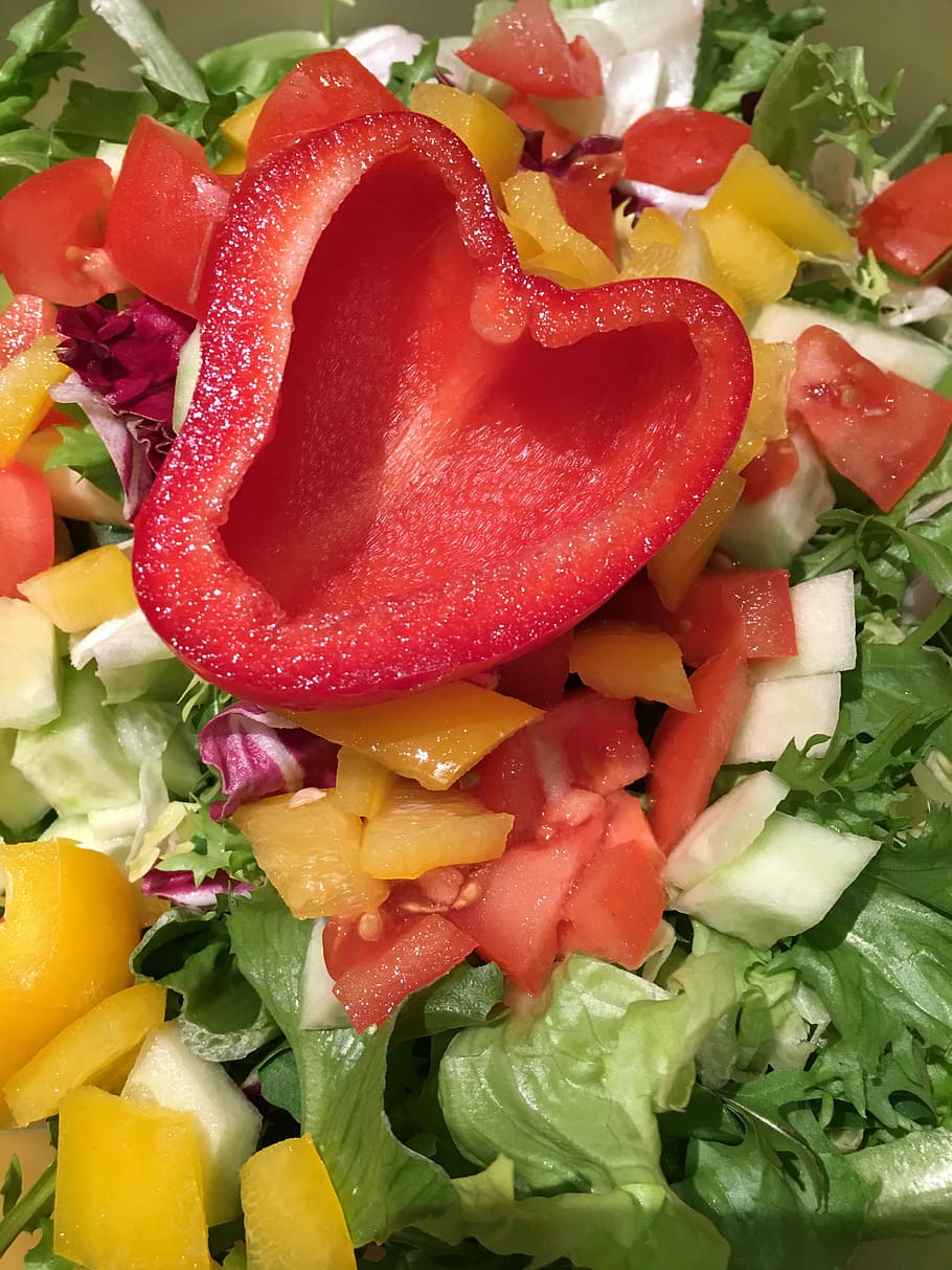 salad, dinner, tomatoes, eating, kitchen, food, vegetables HD wallpaper