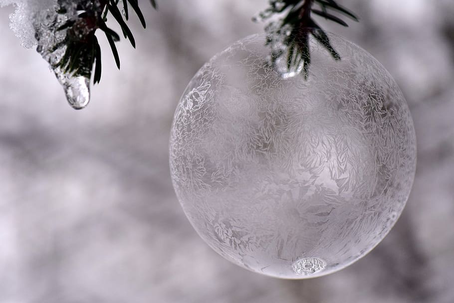 ball, ice ball, frosty, frozen, soap bubble, frozen bubble, winter, HD wallpaper
