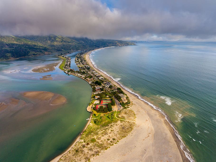 aerial view photography of island, Stinson Beach, Marin, Coast, HD wallpaper