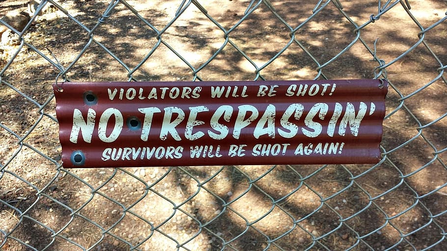 no trespassing, sign, danger, warning, private, restricted
