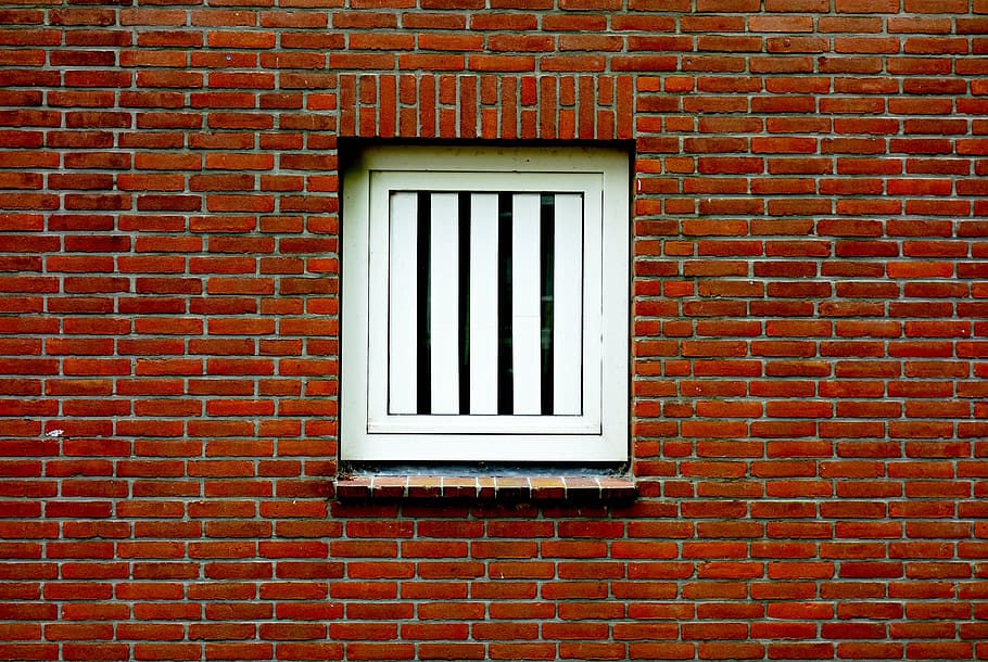 window, house, house window, wall, red brick, red brick wall HD wallpaper