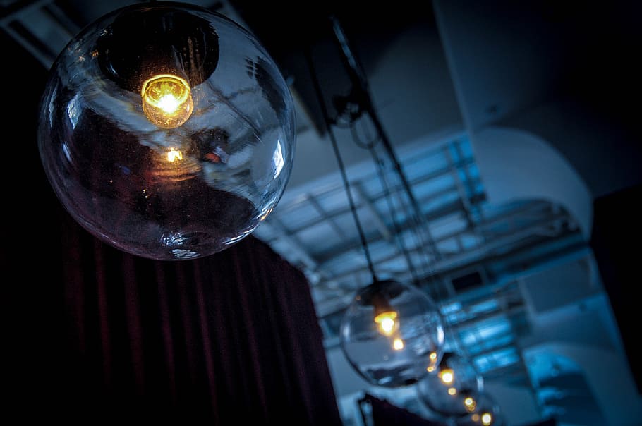 selective focus photography of lighted bulb, lamp, electricity HD wallpaper