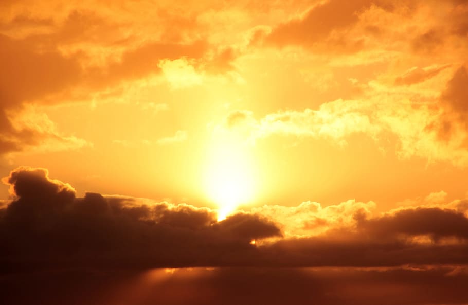Sunset, Dark Clouds, setting sun, abendstimmung, evening sky HD wallpaper