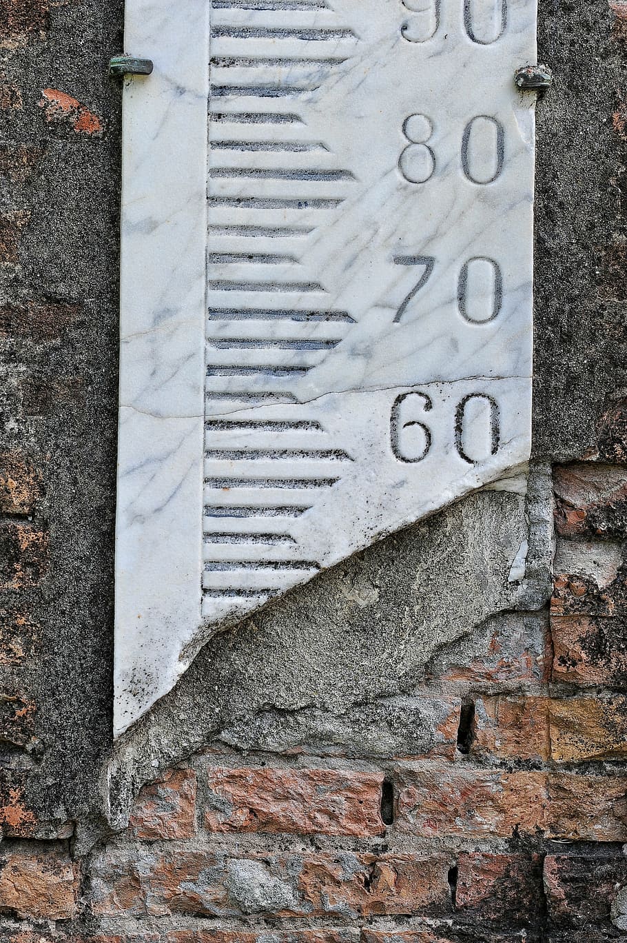 hydrometer, numbers, stone, wall, metro, texture, sign, old HD wallpaper