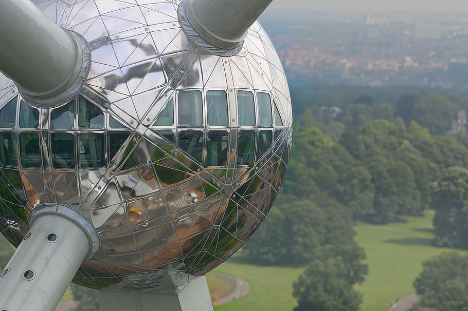 atomium, brussels, expo, science, museum, bol, atomic, expo 58 HD wallpaper