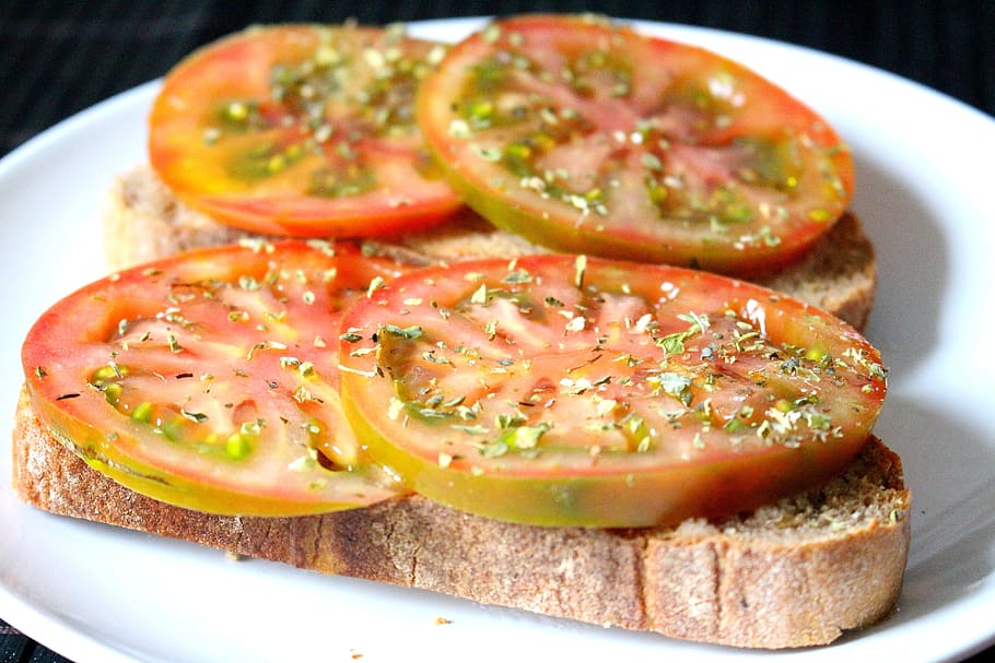 bread, tomato, breakfast, food, food and drink, freshness, ready-to-eat HD wallpaper
