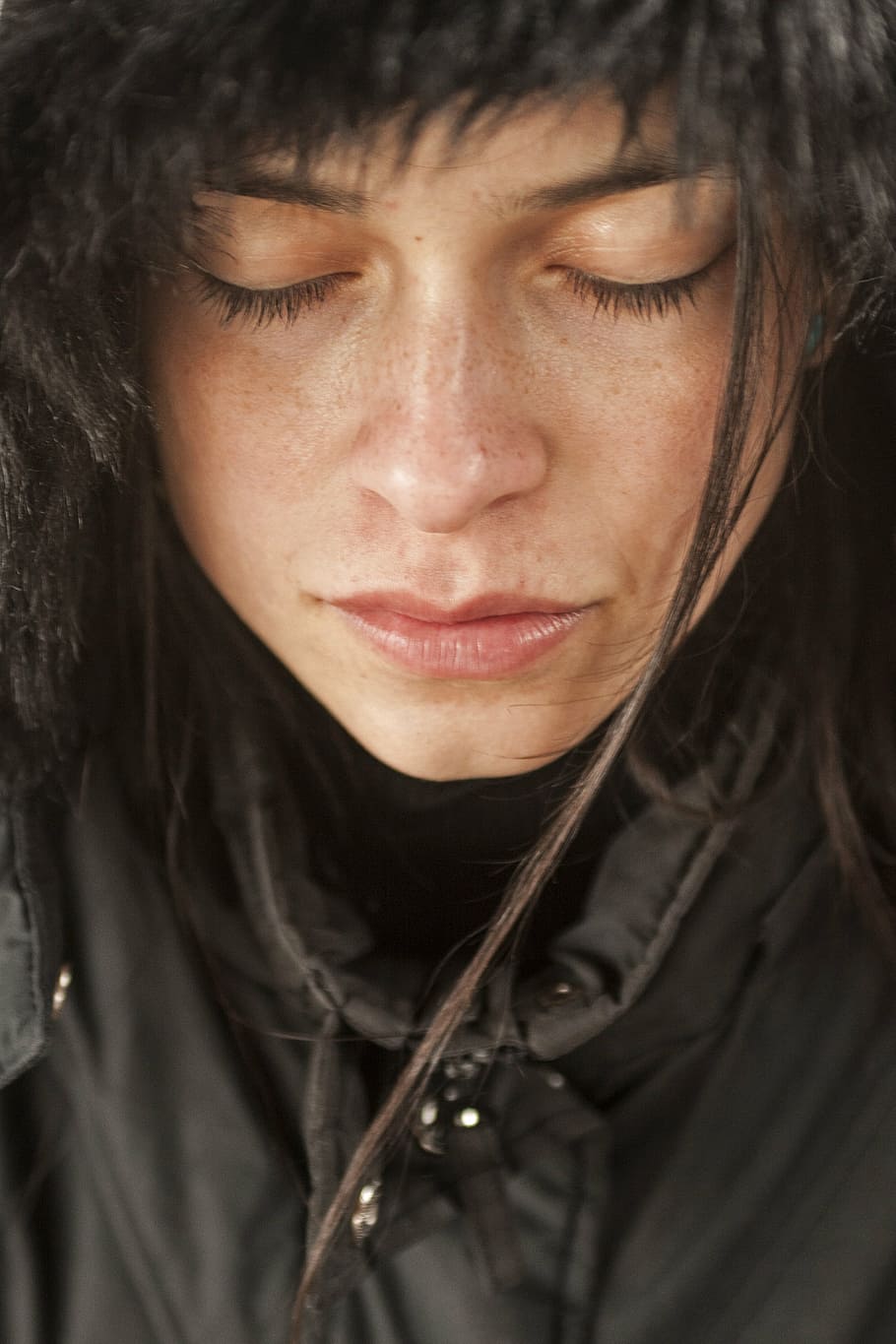 man wearing black parka, model, exposure, face, young model HD wallpaper