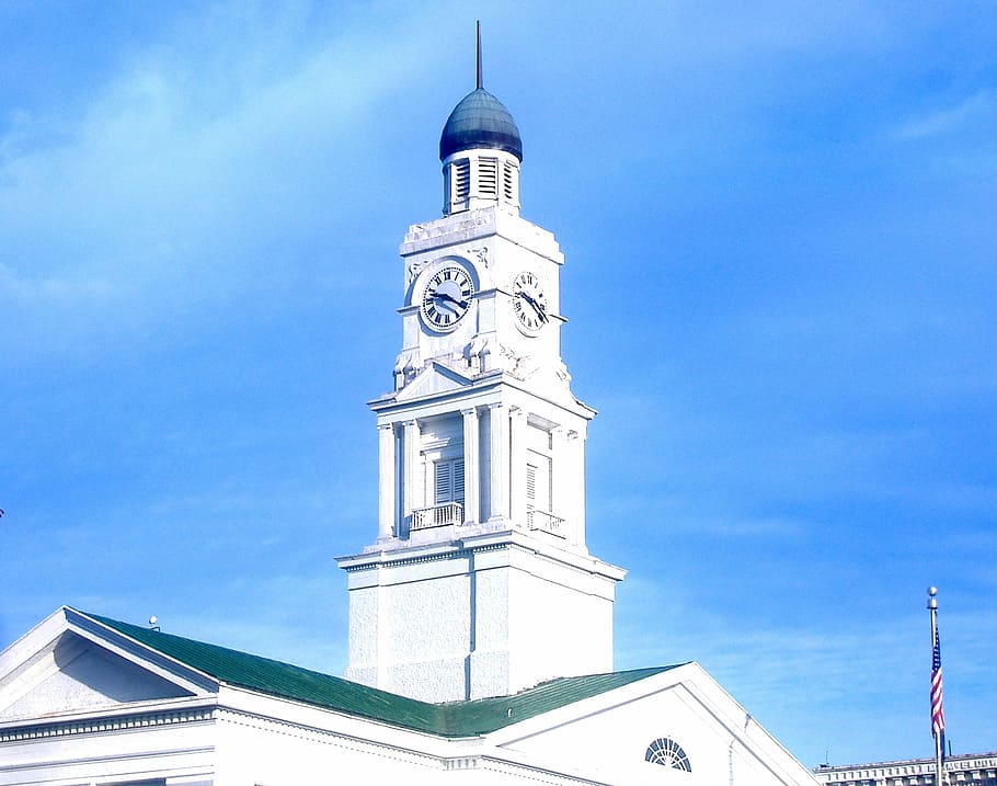 The Clark County Court House clock in Winchester, Kentucky, courthose HD wallpaper