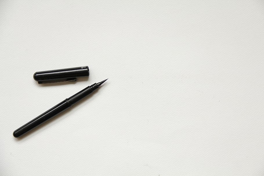 stylus pen on clean background, white, paper, texture, blank