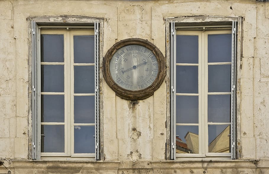 barometer, historic, instrument, outside, wall, facade, windows HD wallpaper