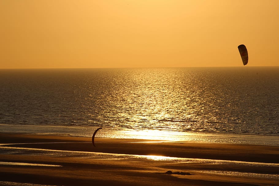 Sunset, Sea, Twilight, Evening, beach, horizon over water, scenics HD wallpaper