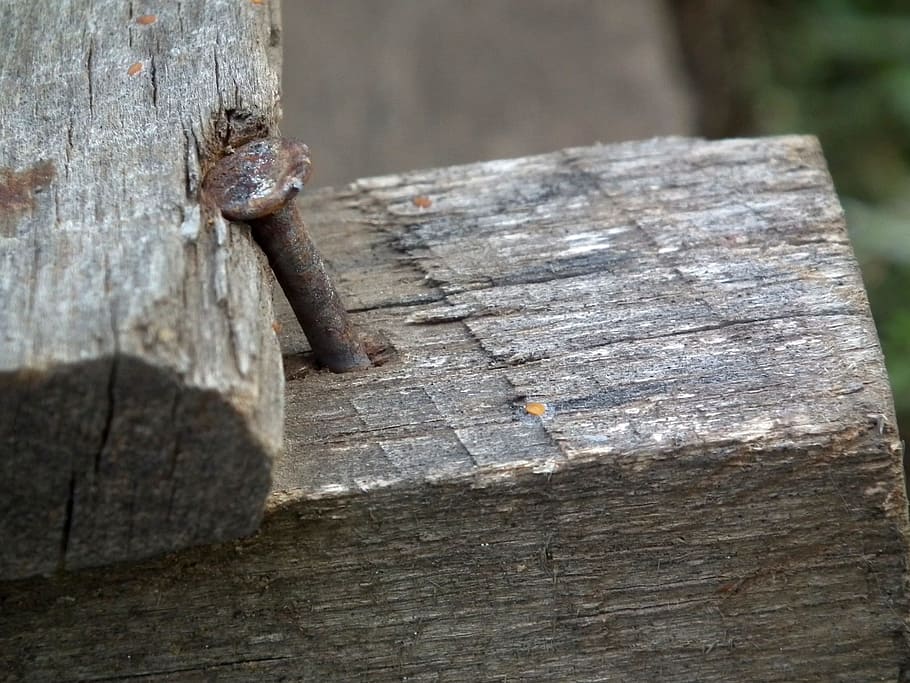 nail, old, rust, boards, wood, metal, construction, metal tool HD wallpaper