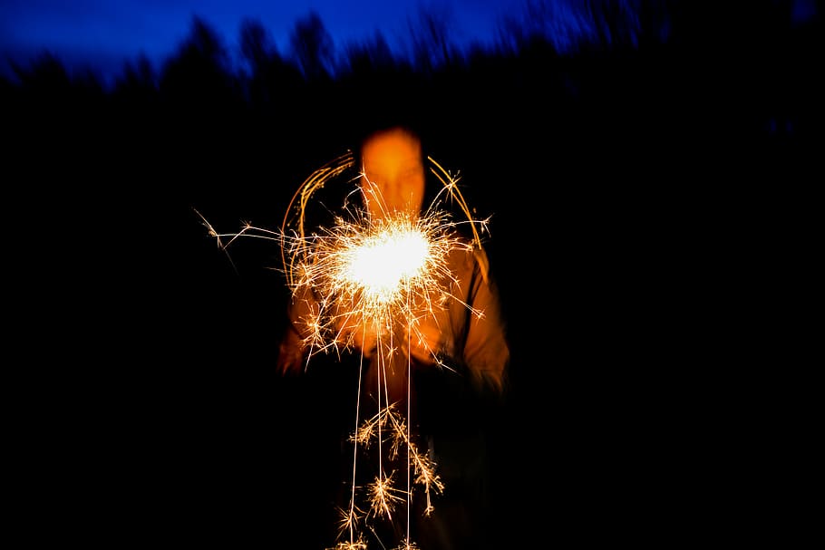 angel, magic, for a long time, illuminated, motion, night, blurred motion HD wallpaper