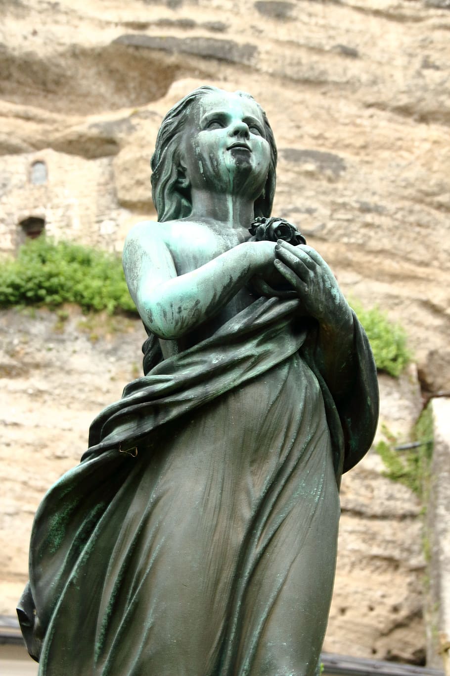 angel, cemetery, salzburg, sculpture, standing, grave, tomb figure