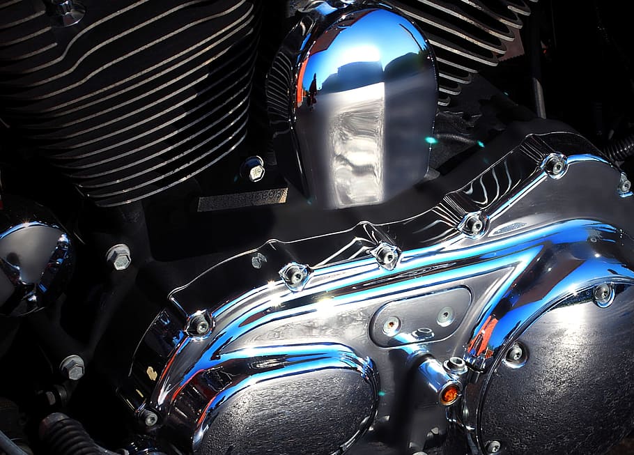 motorcycle, engine, harley, chrome, powerful, land vehicle HD wallpaper
