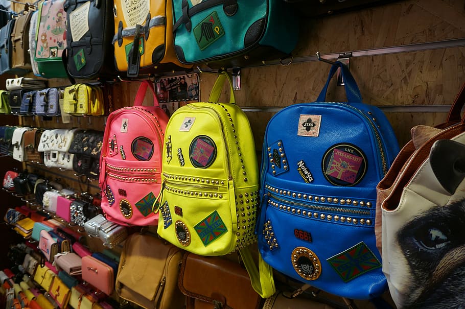 commodity, cupboard, backpack, color, youth, shop, handbags HD wallpaper