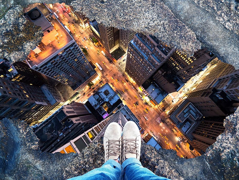 puddle, city, reflection, perspective, street, buildings, water HD wallpaper