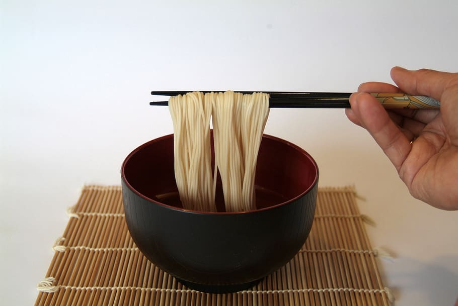 japanese, noodle, healthy, soup, bowl, human hand, food and drink, HD wallpaper
