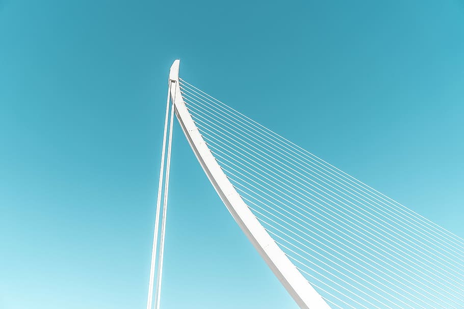 low angle photography of white cable-stayed bridge, untitled HD wallpaper