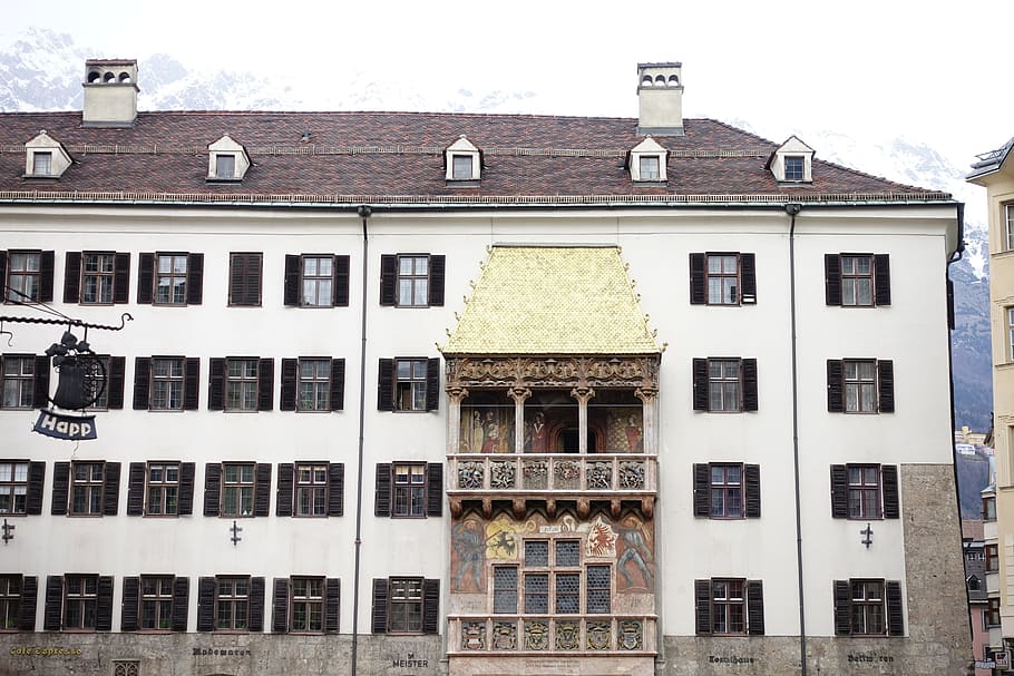 goldenes dachel, magnificent oriel window, bay window, innsbruck, HD wallpaper