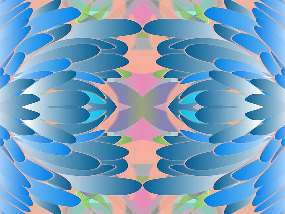 blue and pink flower painting, abstracts, retro, patterns, designs HD wallpaper