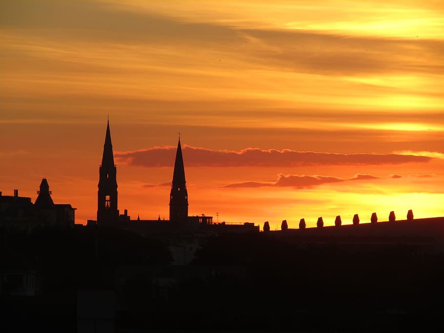sunset, dawn, dusk, architecture, evening, sky, built structure HD wallpaper