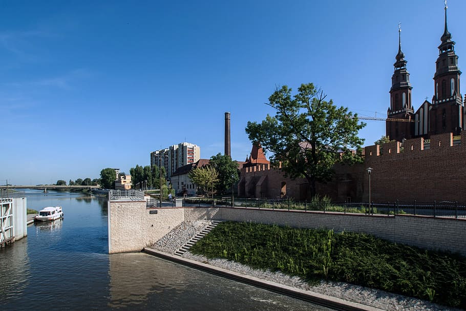 Opole, Silesia, Poland, Channel, River, architecture, building exterior, HD wallpaper