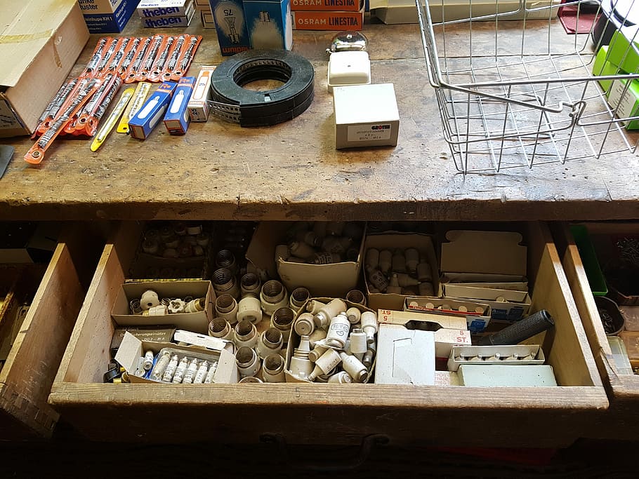Workshop, Craft, Electric, Drawer, Old, tool, wood, metal, wrench HD wallpaper