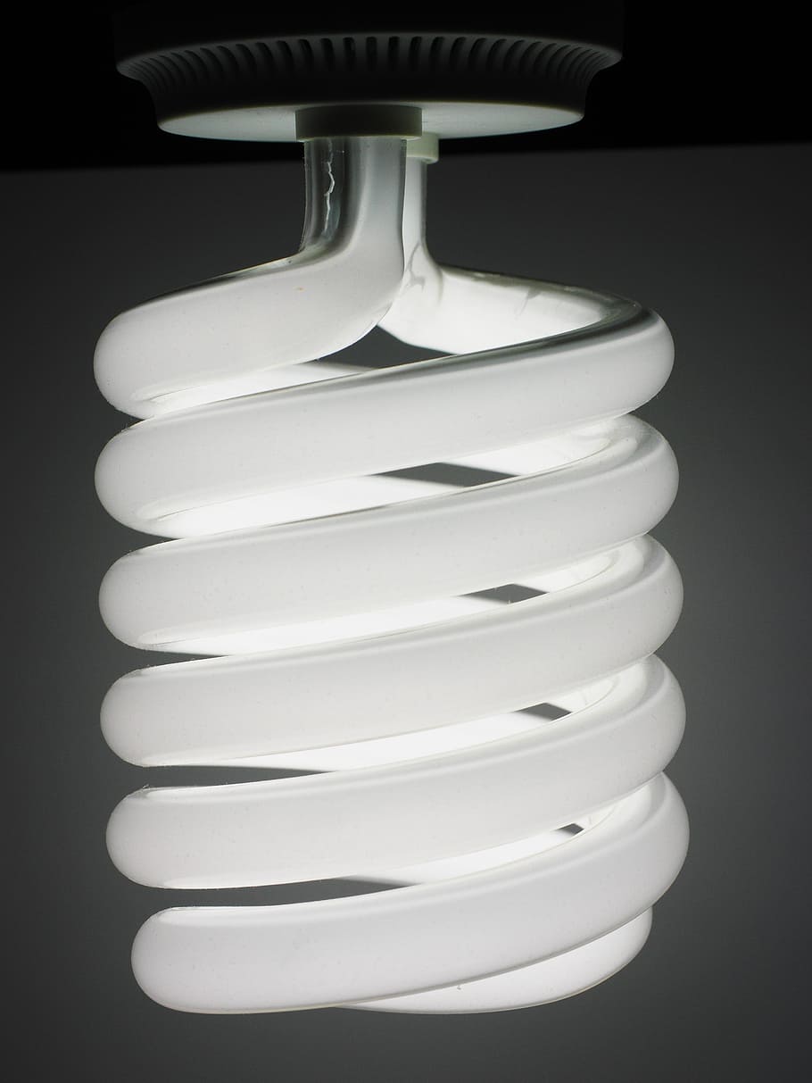 turned-on CFL bulb, energiesparlampe, bulbs, lighting, light bulb, HD wallpaper