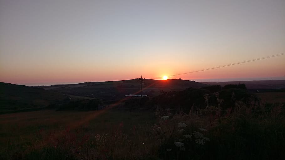 Sunset, Cornwall, Redruth, silhouette, nature, beauty in nature HD wallpaper