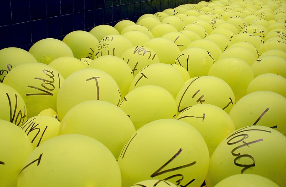 balloons, yellow, group, large group of objects, food and drink HD wallpaper
