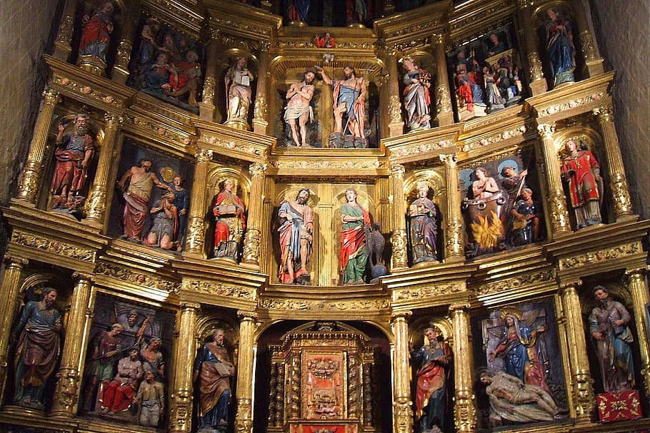 church, cathedral, inside, interior, art, sculptures, carvings HD wallpaper