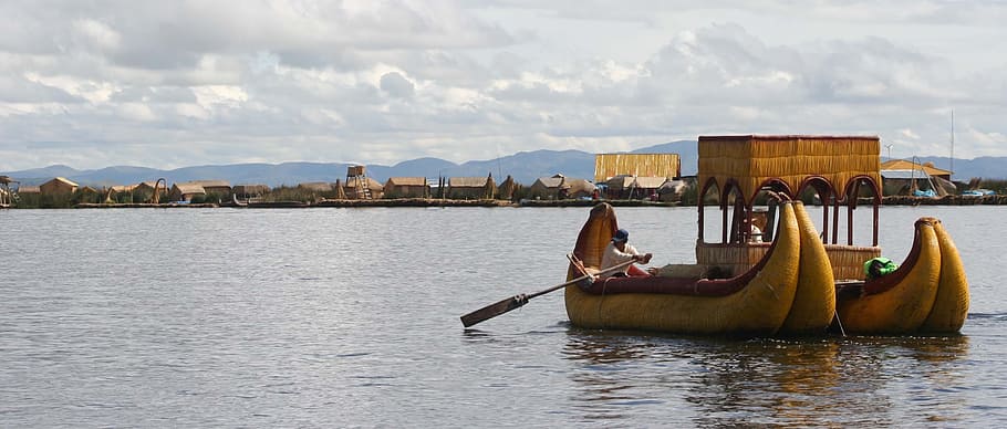 Uros, Raft, Rowing, Peru, Island, Puno, water, nautical vessel HD wallpaper