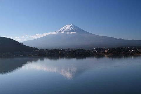 snow cap mountain over body of water during daytimer, reflection HD wallpaper