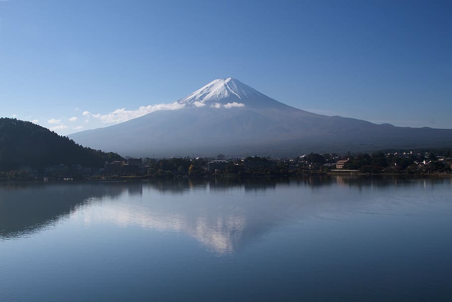 snow cap mountain over body of water during daytimer, reflection HD wallpaper