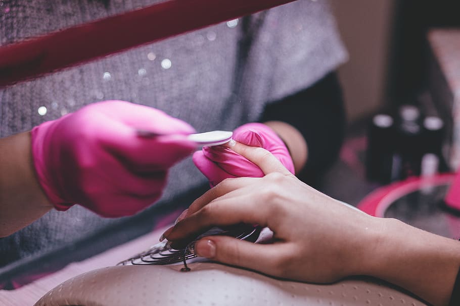Close-up of Woman Having Manicure, adult, beautiful, cleaning
