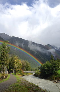 rainbow, landscape, nature, sky, weather, mood, rainbow colors HD wallpaper
