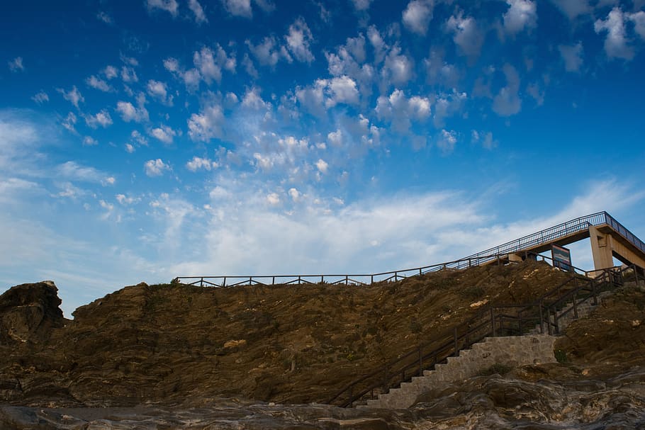 bridge, sky, clouds, nature, sun, blue, dawn, landscape, cloud - sky HD wallpaper