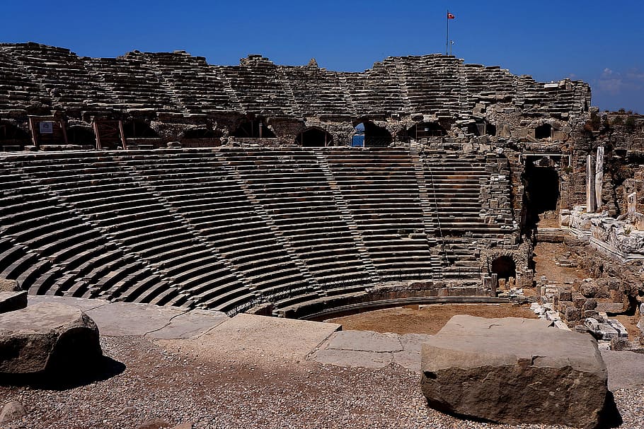 amphitheater, the ruins of the, side, monument, theatre, history, HD wallpaper