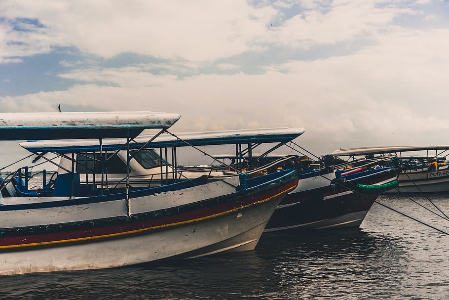 Boats in the Sea, bay, clouds, daylight, harbor, harbour, marina HD wallpaper