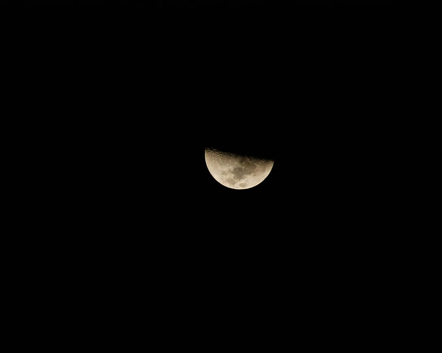 half moon, night, astronomy, halfmoon, crescent, space, sky HD wallpaper