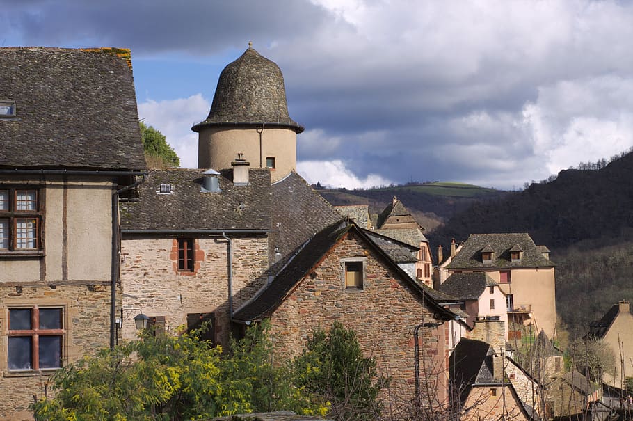 conques, medieval, village, aveyron, heritage, landscape, france, HD wallpaper