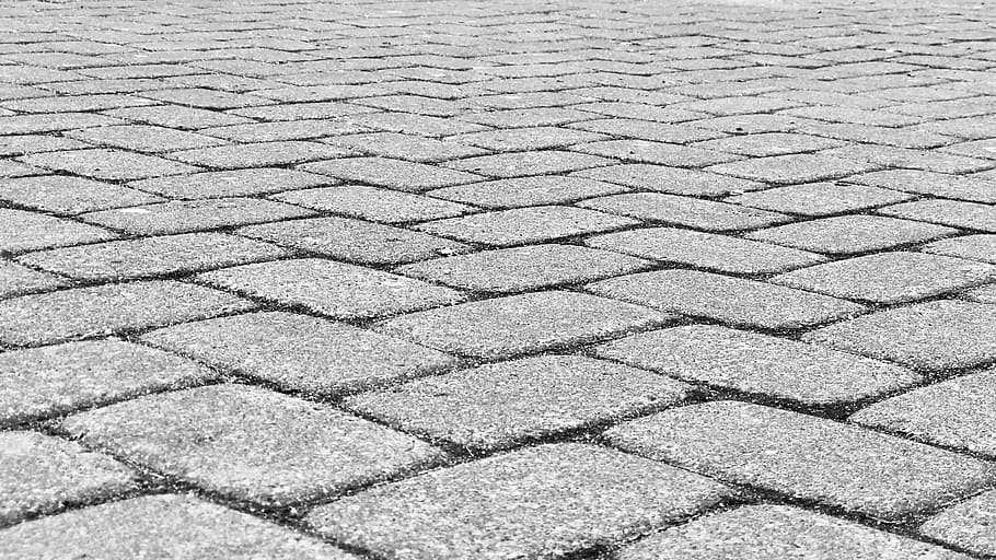 gray concrete slab, cobblestone, brick, ground, road, patio HD wallpaper