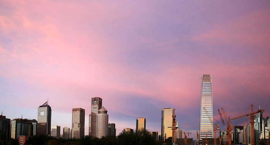 beijing, eon, early in the morning, building exterior, office building exterior, HD wallpaper