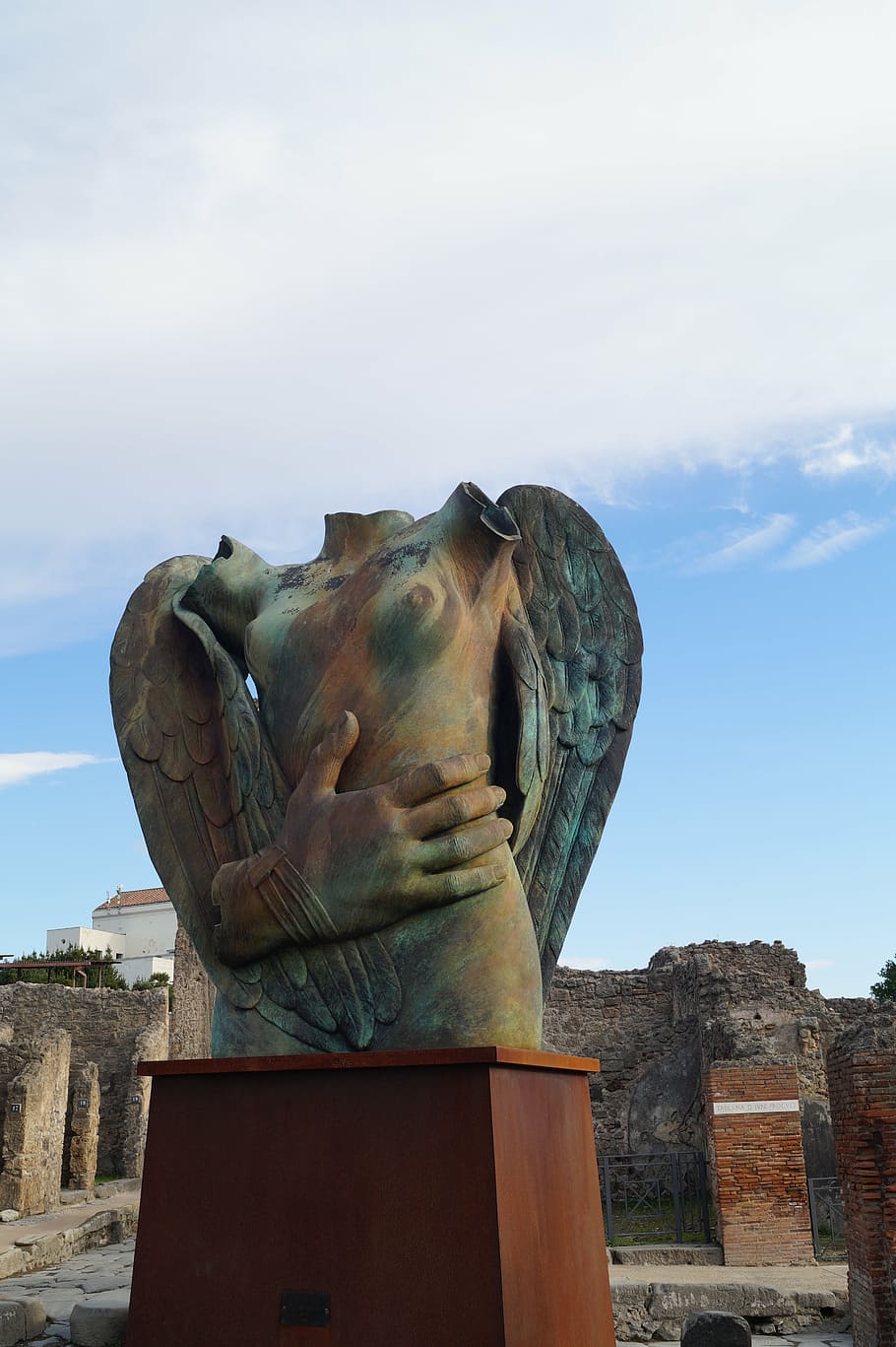 italy, pompeii, moderne kunst, igor mitoraj, bronze, sky, sculpture, HD wallpaper