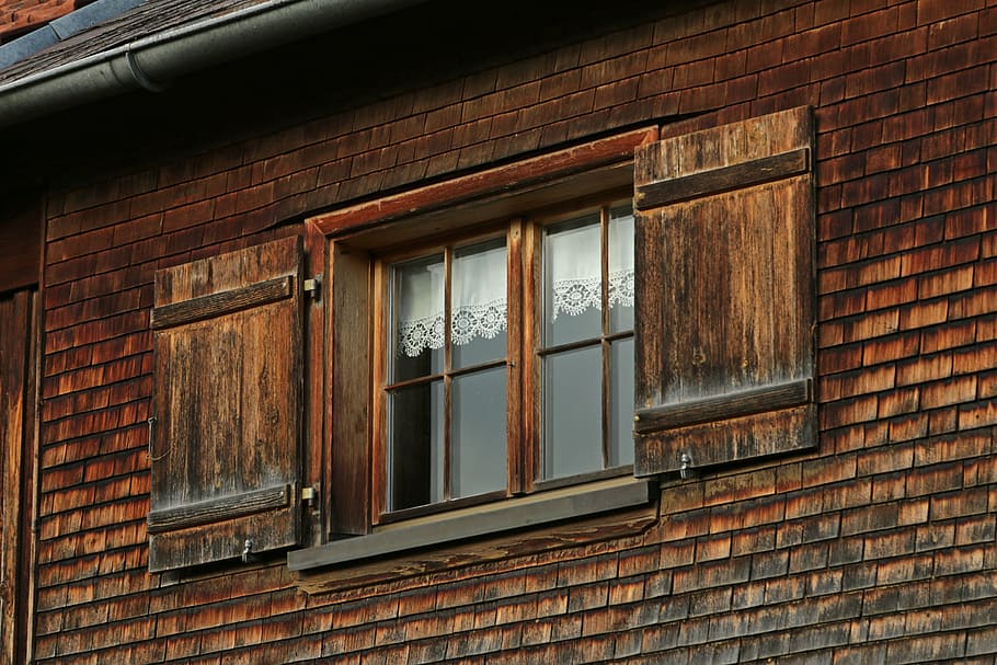 farmhouse, egg, austria, alpine, window, hauswand, wood, mountains HD wallpaper
